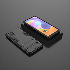 Funda Bumper Silicona y Plastico Mate Carcasa con Soporte KC1 para Samsung Galaxy A31 Negro