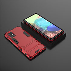 Funda Bumper Silicona y Plastico Mate Carcasa con Soporte KC1 para Samsung Galaxy A71 4G A715 Rojo