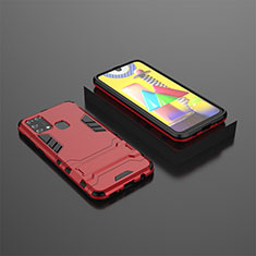 Funda Bumper Silicona y Plastico Mate Carcasa con Soporte KC1 para Samsung Galaxy M21s Rojo