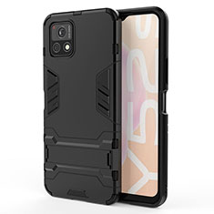 Funda Bumper Silicona y Plastico Mate Carcasa con Soporte KC1 para Vivo Y31s 5G Negro