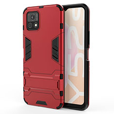 Funda Bumper Silicona y Plastico Mate Carcasa con Soporte KC1 para Vivo Y52s 5G Rojo