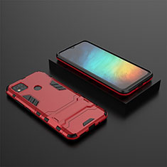 Funda Bumper Silicona y Plastico Mate Carcasa con Soporte KC1 para Xiaomi Redmi 10A 4G Rojo