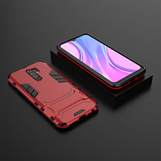Funda Bumper Silicona y Plastico Mate Carcasa con Soporte KC1 para Xiaomi Redmi 9 Rojo