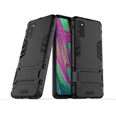 Funda Bumper Silicona y Plastico Mate Carcasa con Soporte KC2 para Samsung Galaxy A41 Negro