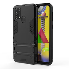 Funda Bumper Silicona y Plastico Mate Carcasa con Soporte KC2 para Samsung Galaxy M31 Negro