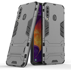 Funda Bumper Silicona y Plastico Mate Carcasa con Soporte KC2 para Samsung Galaxy M40 Gris