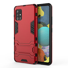 Funda Bumper Silicona y Plastico Mate Carcasa con Soporte KC2 para Samsung Galaxy M40S Rojo