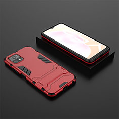 Funda Bumper Silicona y Plastico Mate Carcasa con Soporte KC2 para Vivo Y31s 5G Rojo