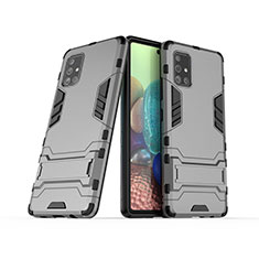 Funda Bumper Silicona y Plastico Mate Carcasa con Soporte KC3 para Samsung Galaxy A71 4G A715 Gris