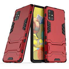 Funda Bumper Silicona y Plastico Mate Carcasa con Soporte KC3 para Samsung Galaxy M40S Rojo