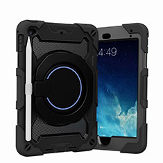 Funda Bumper Silicona y Plastico Mate Carcasa con Soporte L02 para Apple iPad Mini 4 Negro