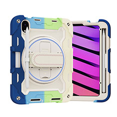 Funda Bumper Silicona y Plastico Mate Carcasa con Soporte L02 para Apple iPad Mini 6 Azul Cielo