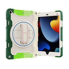 Funda Bumper Silicona y Plastico Mate Carcasa con Soporte L03 para Apple iPad 10.2 (2020) Verde