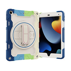 Funda Bumper Silicona y Plastico Mate Carcasa con Soporte L03 para Apple iPad 10.2 (2021) Azul