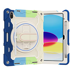 Funda Bumper Silicona y Plastico Mate Carcasa con Soporte L03 para Apple iPad 10.9 (2022) Azul