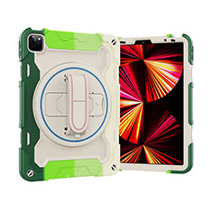 Funda Bumper Silicona y Plastico Mate Carcasa con Soporte L03 para Apple iPad Pro 11 (2020) Verde