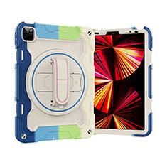 Funda Bumper Silicona y Plastico Mate Carcasa con Soporte L03 para Apple iPad Pro 11 (2022) Azul