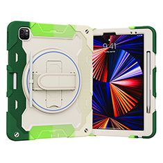 Funda Bumper Silicona y Plastico Mate Carcasa con Soporte L03 para Apple iPad Pro 12.9 (2020) Verde