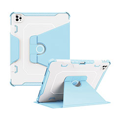 Funda Bumper Silicona y Plastico Mate Carcasa con Soporte L04 para Apple iPad Pro 12.9 (2021) Azul