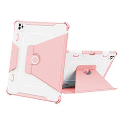 Funda Bumper Silicona y Plastico Mate Carcasa con Soporte L05 para Apple iPad Pro 12.9 (2021) Rosa