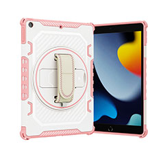 Funda Bumper Silicona y Plastico Mate Carcasa con Soporte L06 para Apple iPad 10.2 (2020) Oro Rosa