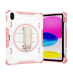 Funda Bumper Silicona y Plastico Mate Carcasa con Soporte L06 para Apple iPad 10.9 (2022) Oro Rosa