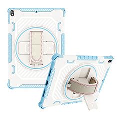 Funda Bumper Silicona y Plastico Mate Carcasa con Soporte L06 para Apple iPad Air 3 Azul