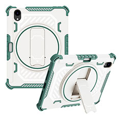 Funda Bumper Silicona y Plastico Mate Carcasa con Soporte L06 para Apple iPad Mini 6 Verde