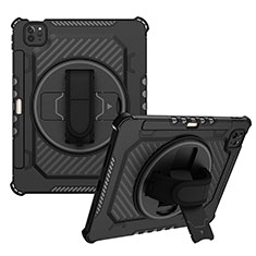 Funda Bumper Silicona y Plastico Mate Carcasa con Soporte L06 para Apple iPad Pro 11 (2020) Negro