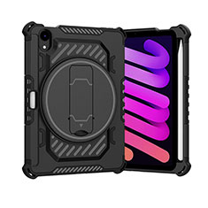 Funda Bumper Silicona y Plastico Mate Carcasa con Soporte L07 para Apple iPad Mini 6 Negro