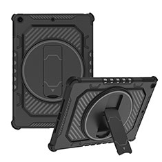 Funda Bumper Silicona y Plastico Mate Carcasa con Soporte L08 para Apple iPad 10.2 (2019) Negro