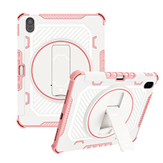 Funda Bumper Silicona y Plastico Mate Carcasa con Soporte L08 para Apple iPad 10.9 (2022) Oro Rosa