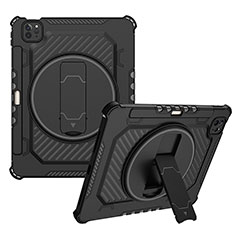 Funda Bumper Silicona y Plastico Mate Carcasa con Soporte L08 para Apple iPad Pro 11 (2021) Negro