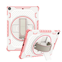 Funda Bumper Silicona y Plastico Mate Carcasa con Soporte L08 para Apple New iPad 9.7 (2017) Oro Rosa