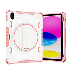 Funda Bumper Silicona y Plastico Mate Carcasa con Soporte L09 para Apple iPad 10.9 (2022) Oro Rosa