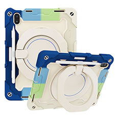 Funda Bumper Silicona y Plastico Mate Carcasa con Soporte L10 para Apple iPad 10.9 (2022) Azul Cielo