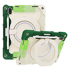 Funda Bumper Silicona y Plastico Mate Carcasa con Soporte L10 para Apple iPad 10.9 (2022) Verde