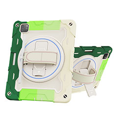 Funda Bumper Silicona y Plastico Mate Carcasa con Soporte L10 para Apple iPad Pro 11 (2021) Verde