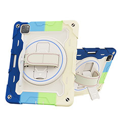 Funda Bumper Silicona y Plastico Mate Carcasa con Soporte L10 para Apple iPad Pro 11 (2022) Azul Cielo