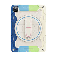 Funda Bumper Silicona y Plastico Mate Carcasa con Soporte L11 para Apple iPad Pro 11 (2021) Azul