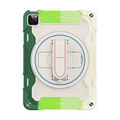 Funda Bumper Silicona y Plastico Mate Carcasa con Soporte L11 para Apple iPad Pro 11 (2021) Verde