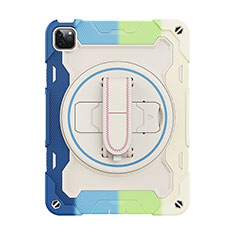 Funda Bumper Silicona y Plastico Mate Carcasa con Soporte L11 para Apple iPad Pro 11 (2022) Azul