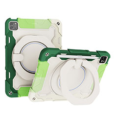 Funda Bumper Silicona y Plastico Mate Carcasa con Soporte L12 para Apple iPad Pro 11 (2021) Verde