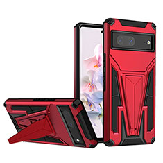 Funda Bumper Silicona y Plastico Mate Carcasa con Soporte MQ1 para Google Pixel 7 5G Rojo