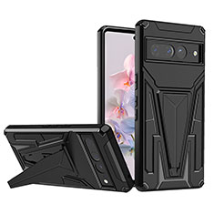 Funda Bumper Silicona y Plastico Mate Carcasa con Soporte MQ1 para Google Pixel 7 Pro 5G Negro