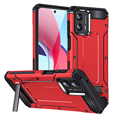 Funda Bumper Silicona y Plastico Mate Carcasa con Soporte MQ1 para Motorola Moto G 5G (2023) Rojo