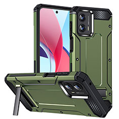 Funda Bumper Silicona y Plastico Mate Carcasa con Soporte MQ1 para Motorola Moto G 5G (2023) Verde