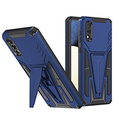 Funda Bumper Silicona y Plastico Mate Carcasa con Soporte MQ1 para Samsung Galaxy A02 Azul