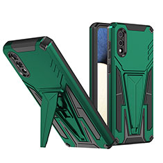 Funda Bumper Silicona y Plastico Mate Carcasa con Soporte MQ1 para Samsung Galaxy A02 Verde