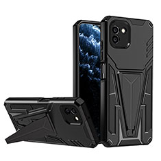 Funda Bumper Silicona y Plastico Mate Carcasa con Soporte MQ1 para Samsung Galaxy A03 Negro